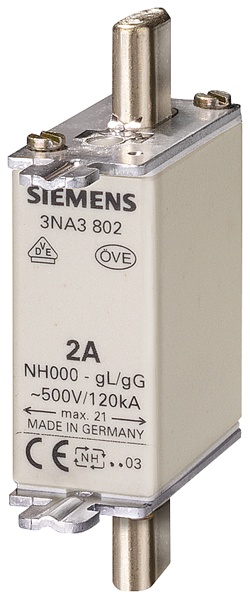 3NA3812 LV HRC fuse element, NH000, In: 32 A, gG, Un AC: 500