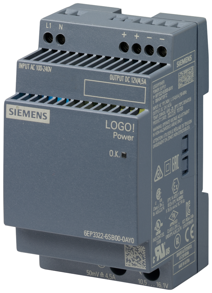 6EP3322-6SB00-0AY0 LOGO!POWER 12 V / 4.5 A stabilized power supply input: