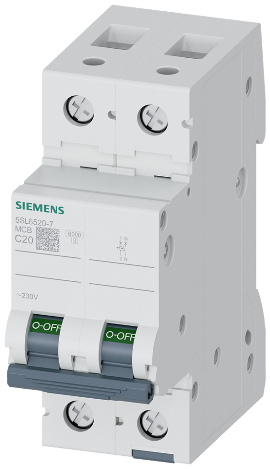 5SL6520-7 Miniature circuit breaker 230 V 6kA, 1+N-pole, C, 20
