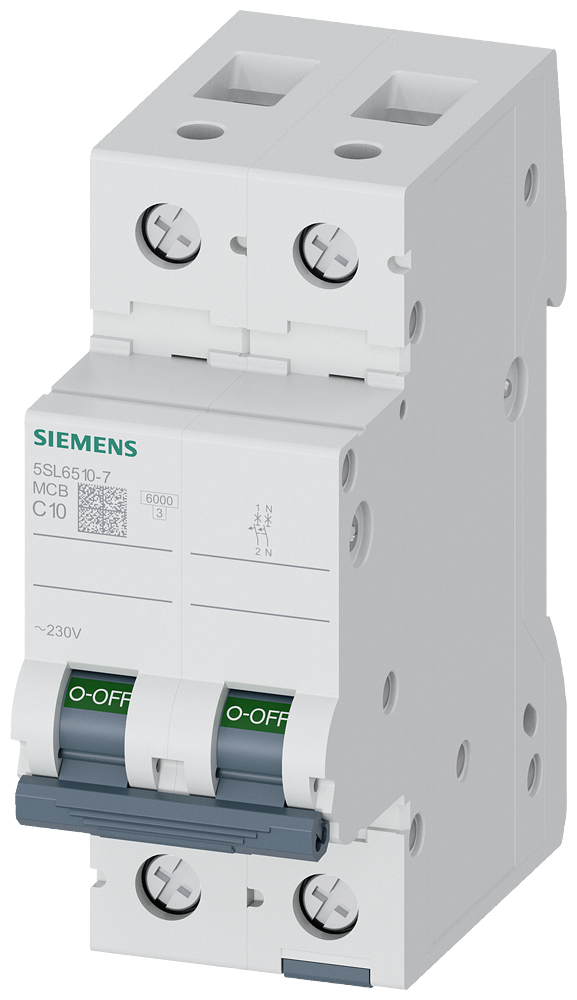 5SL6510-7 Miniature circuit breaker 230 V 6kA, 1+N-pole, C, 10