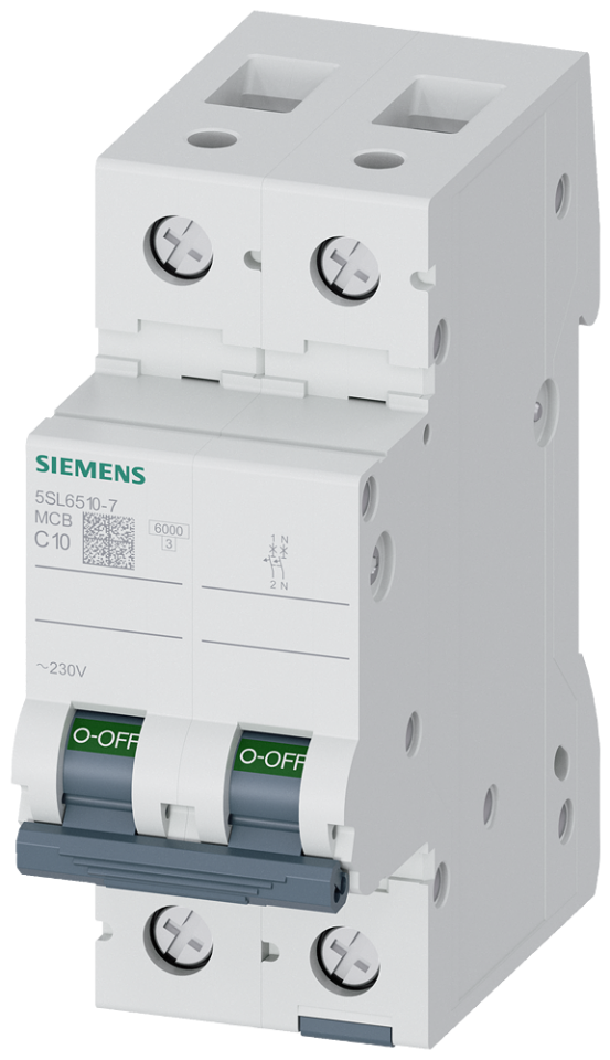5SL6510-7 Miniature circuit breaker 230 V 6kA, 1+N-pole, C, 10