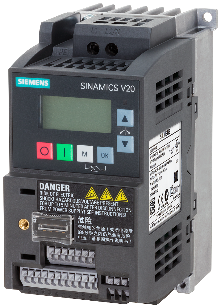 6SL3210-5BB17-5UV1 SINAMICS V20 200-240V 1AC -10/+10% 47-63Hz rated power