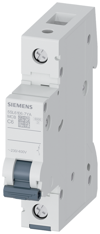 5SL6106-7YA Miniature circuit breaker 230/400 V 6kA, 1-pole, C,