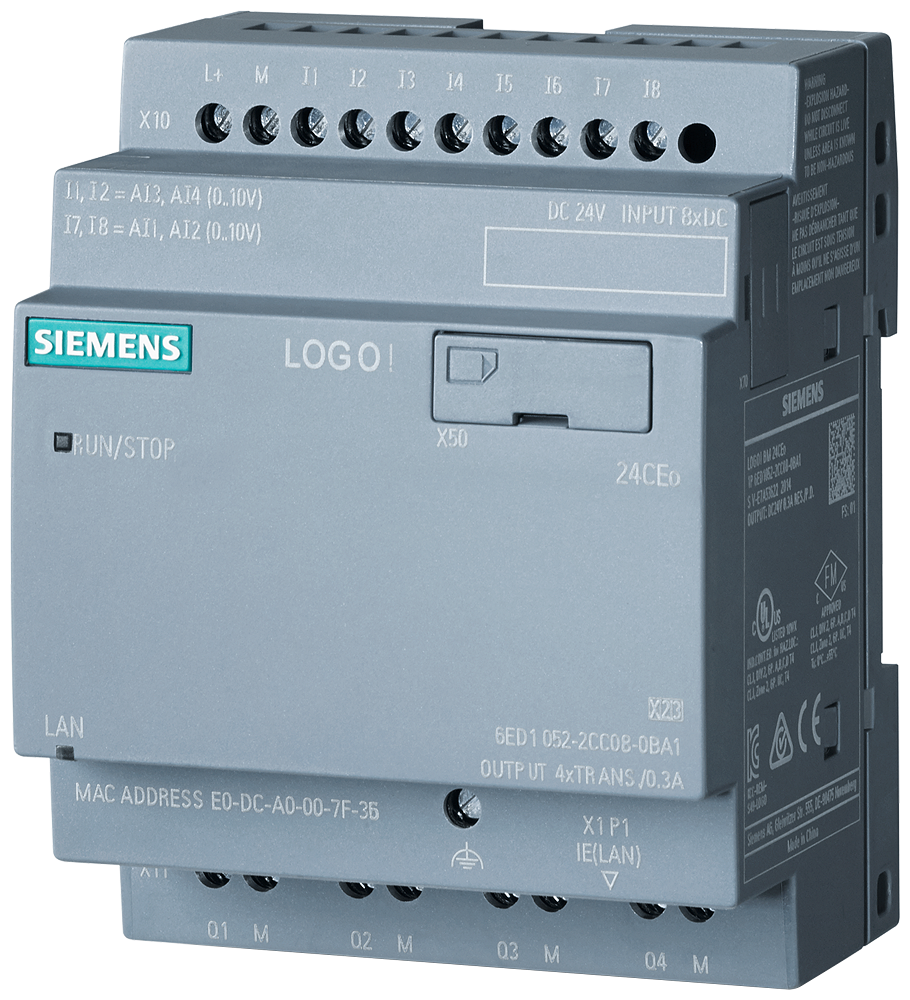 6ED1052-2CC08-0BA1 LOGO! 24CEo, logic module, without display, PS/I/O:
