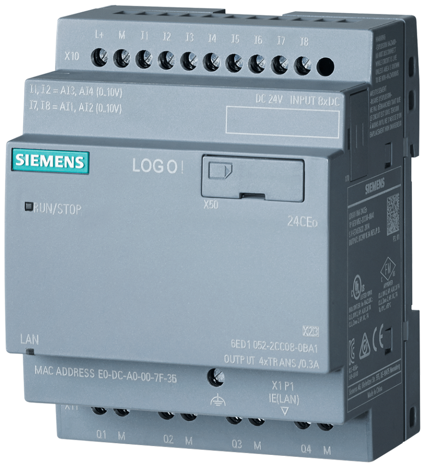 6ED1052-2CC08-0BA1 LOGO! 24CEo, logic module, without display, PS/I/O: