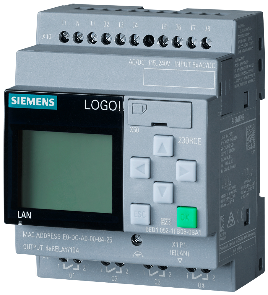 6ED1052-1FB08-0BA1 LOGO! 230RCE,logic module, display PS/I/O: 115V/230V/relay,