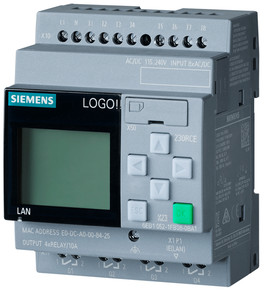 6ED1052-1FB08-0BA1 LOGO! 230RCE,logic module, display PS/I/O: 115V/230V/relay,