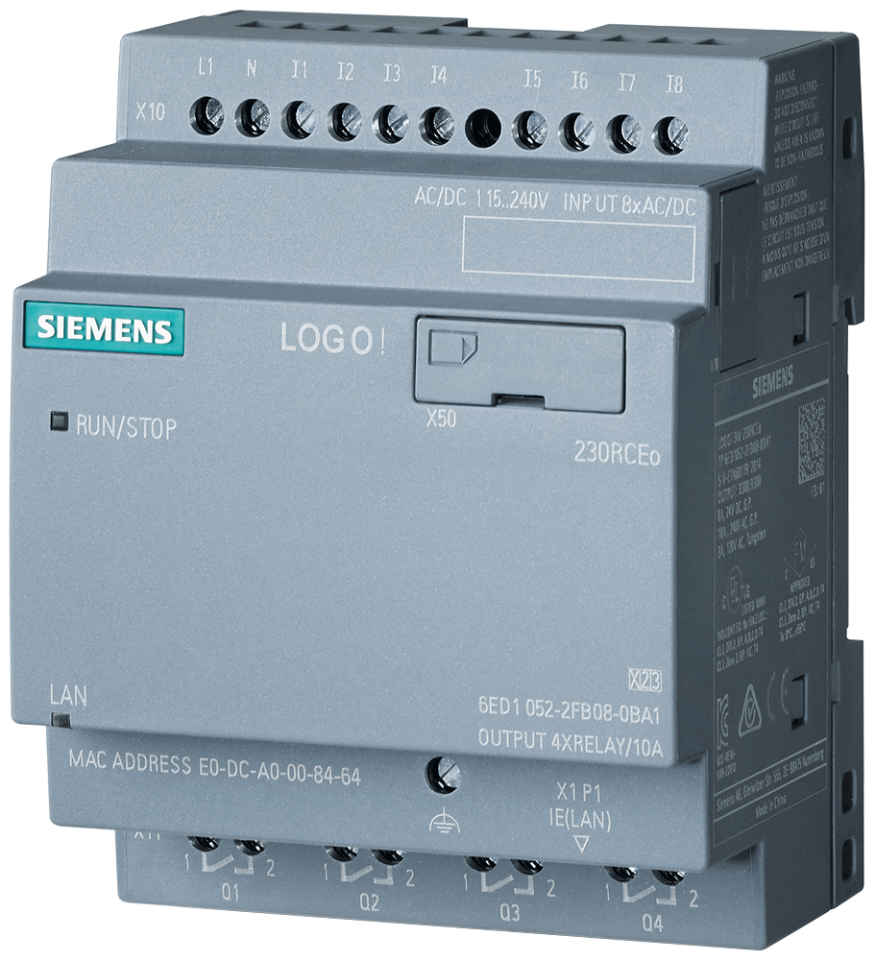 6ED1052-2FB08-0BA1 LOGO! 230RCEo, logic module, PS/I/O: 115 V/230 V/relay,