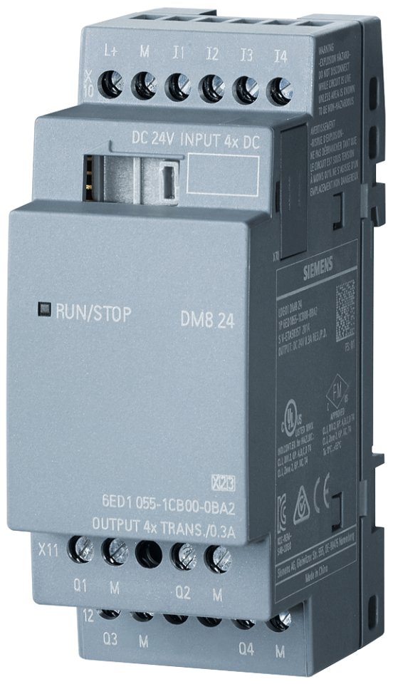 6ED1055-1CB00-0BA2 LOGO! DM8 24 expansion module, PS/I/O: 24V/24V/trans.,