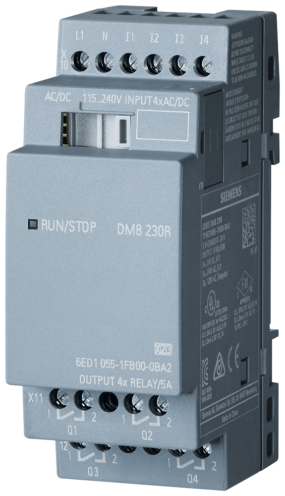 6ED1055-1FB00-0BA2 LOGO! DM8 230R expansion module, PS/I/O: 230V/230V/relay,