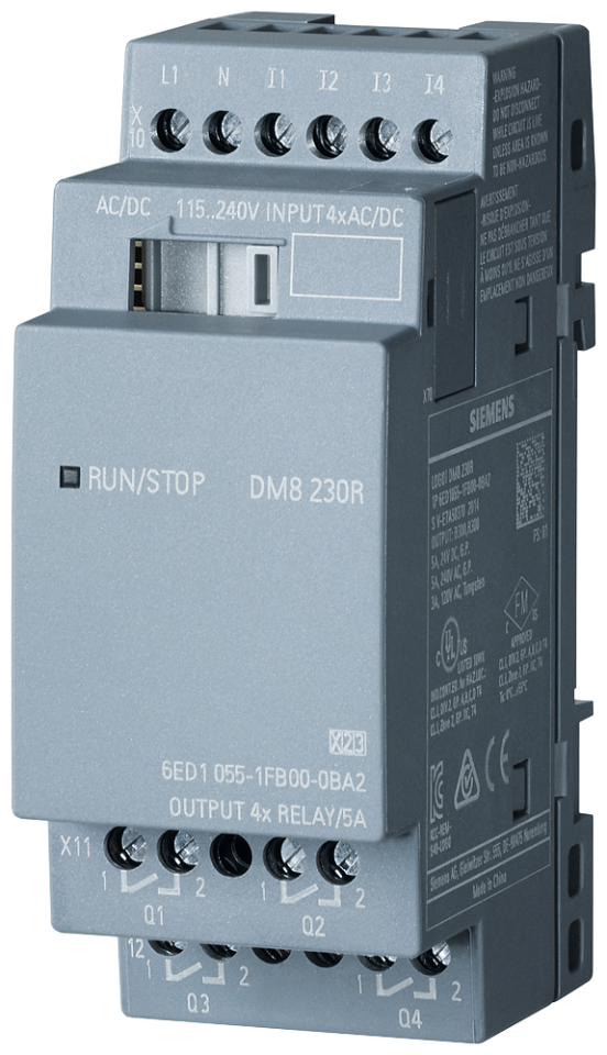 6ED1055-1FB00-0BA2 LOGO! DM8 230R expansion module, PS/I/O: 230V/230V/relay,