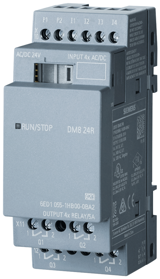 6ED1055-1HB00-0BA2 LOGO! DM8 24R expansion module, PS/I/O: 24V/24V/relay,