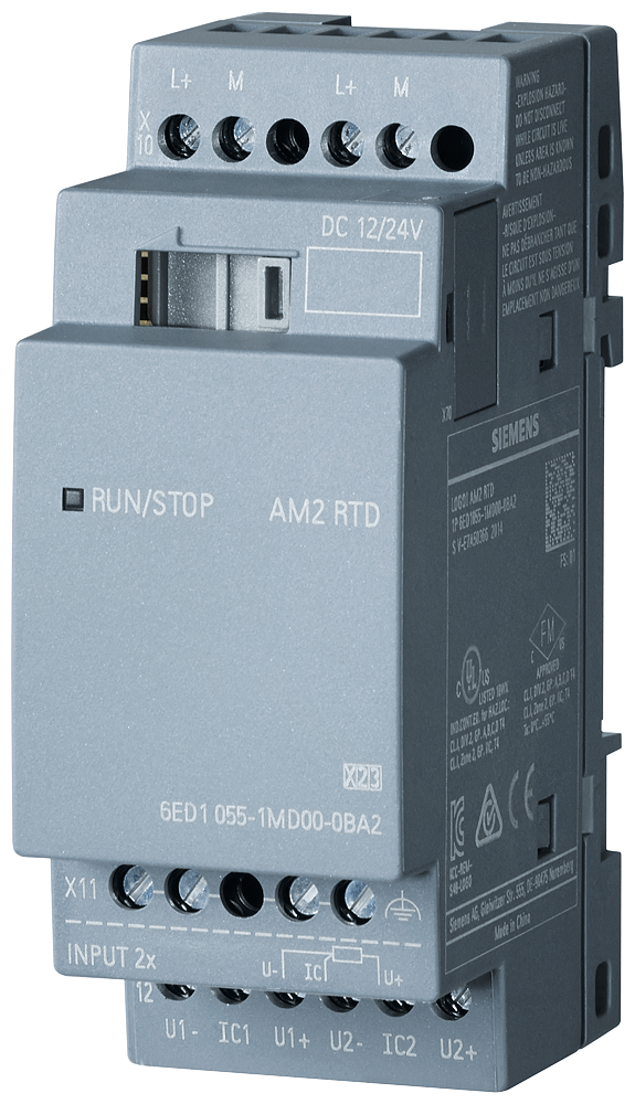 6ED1055-1MD00-0BA2 LOGO! AM2 RTD expansion module, PS: 12/24 V DC, 2AI-50...+200Â°/C