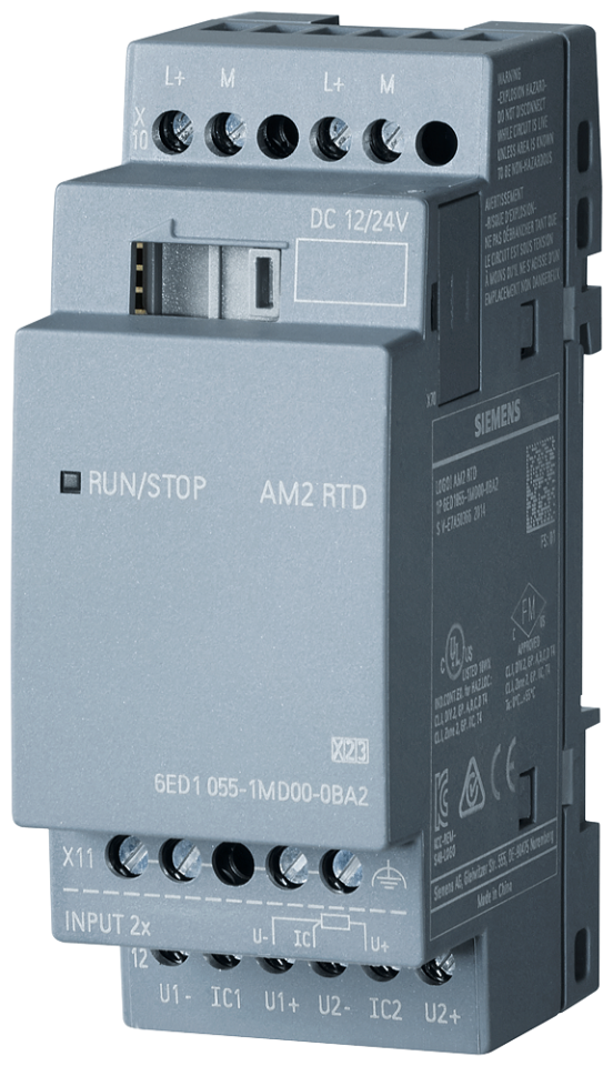 6ED1055-1MD00-0BA2 LOGO! AM2 RTD expansion module, PS: 12/24 V DC, 2AI-50...+200Â°/C