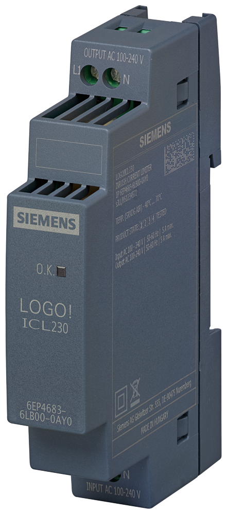 6EP4683-6LB00-0AY0 LOGO! ICL230 Inrush current limiter Input: 100-240