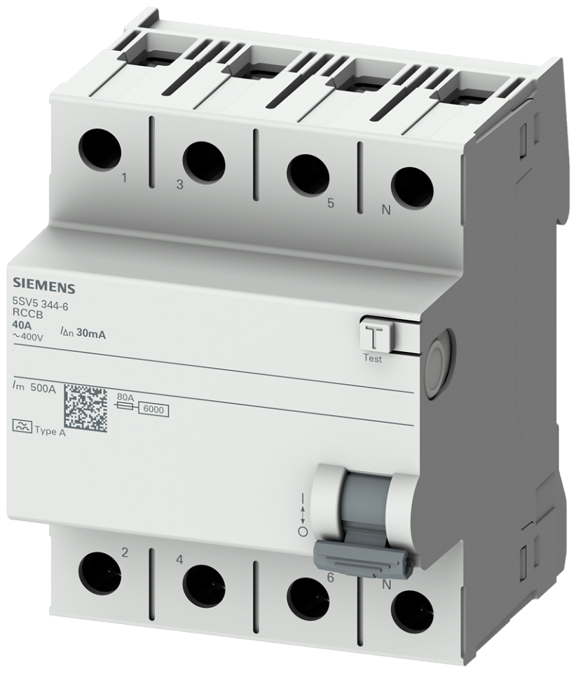 5SV5644-6 Residual current operated circuit breaker, 4-pole,