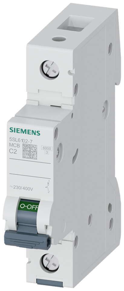 5SL6102-7 Miniature circuit breaker 230/400 V 6kA, 1-pole, C,