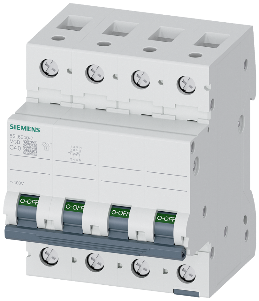 5SL6640-7 Miniature circuit breaker 400 V 6kA, 3+N-pole, C, 40