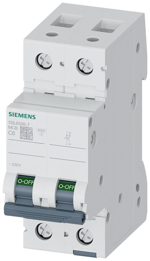5SL6506-7 Miniature circuit breaker 230 V 6kA, 1+N-pole, C, 6A