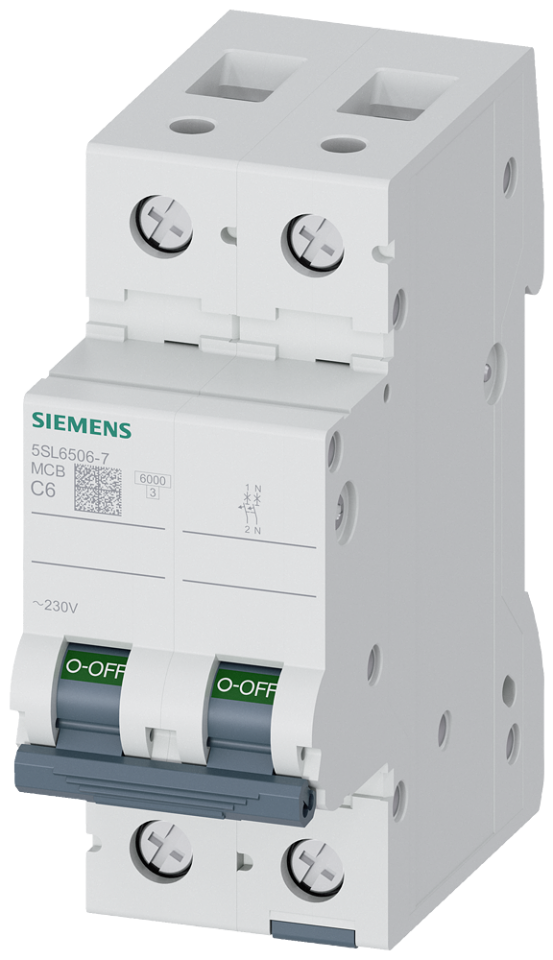 5SL6506-7 Miniature circuit breaker 230 V 6kA, 1+N-pole, C, 6A
