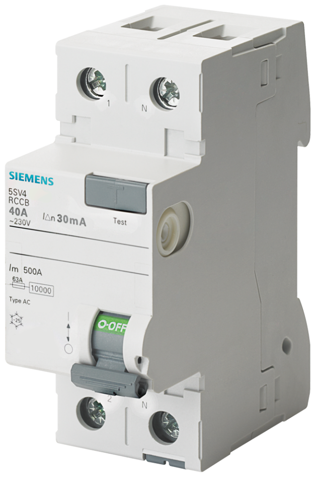 5SV4314-0 Residual current operated circuit breaker, 2-pole,