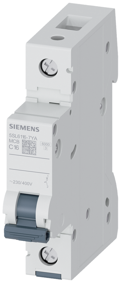 5SL6116-7YA Miniature circuit breaker 230/400 V 6kA, 1-pole, C,
