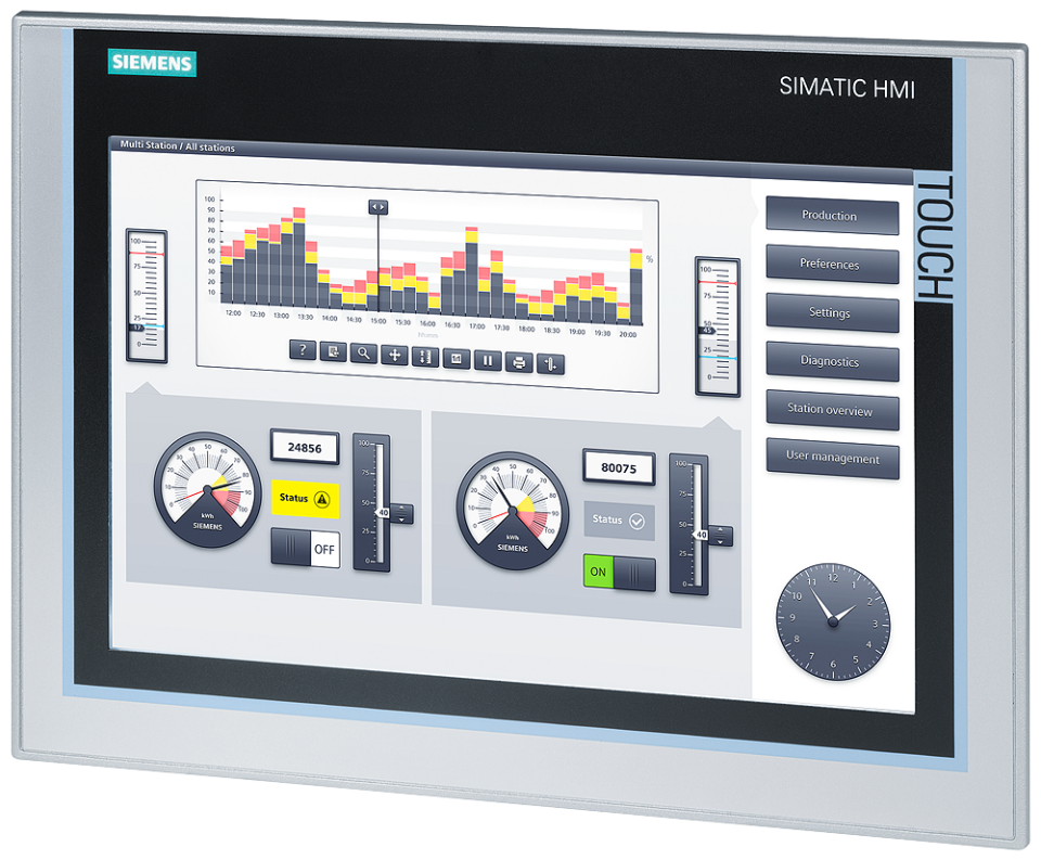 6AV2124-0MC01-0AX0 SIMATIC HMI TP1200 Comfort, Comfort Panel, touch operation,
