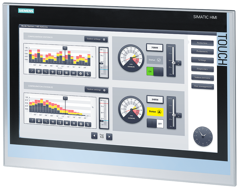 6AV2124-0UC02-0AX1 SIMATIC HMI TP1900 Comfort, Comfort Panel, Touch operation,
