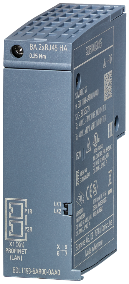 6DL1193-6AR00-0AA0 SIMATIC ET 200SP HA, bus adapter BA 2xRJ45, 2 RJ45