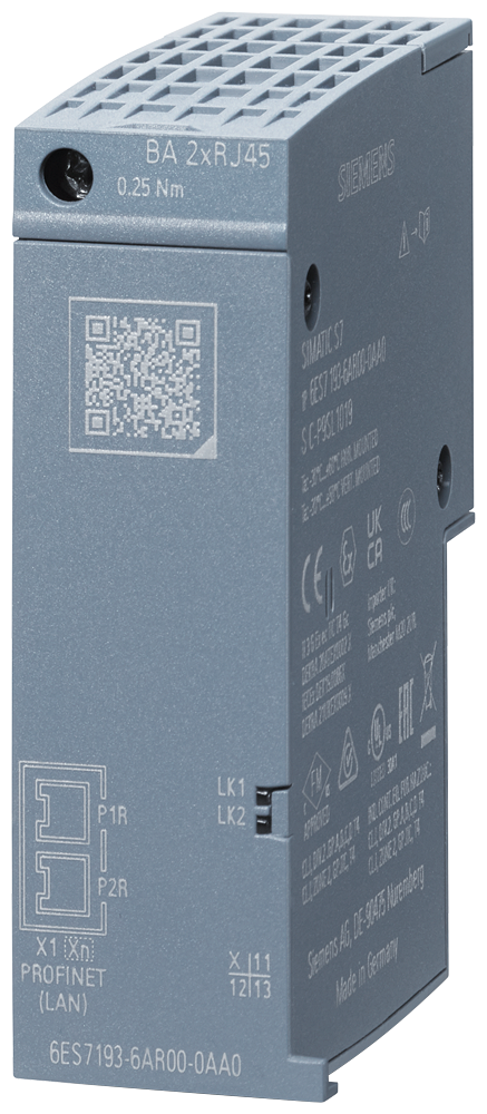 6ES7193-6AR00-0AA0 SIMATIC ET 200SP, BusAdapter BA 2xRJ45, 2 RJ45 sockets