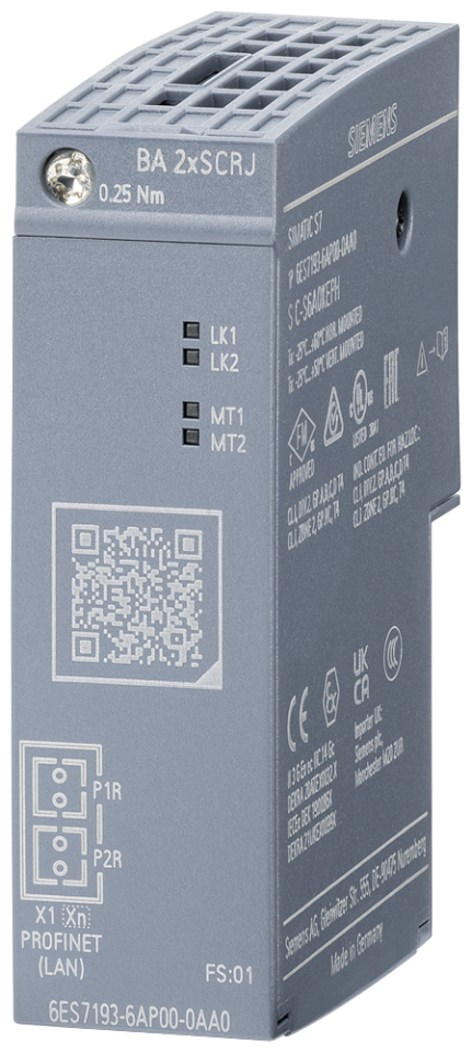 6ES7193-6AP00-0AA0 SIMATIC ET 200SP, BusAdapter BA 2xSCRJ, 2 SCRJ FO connections
