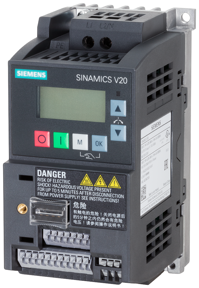 6SL3210-5BB11-2UV1 SINAMICS V20 200-240V 1AC -10/+10% 47-63Hz rated power