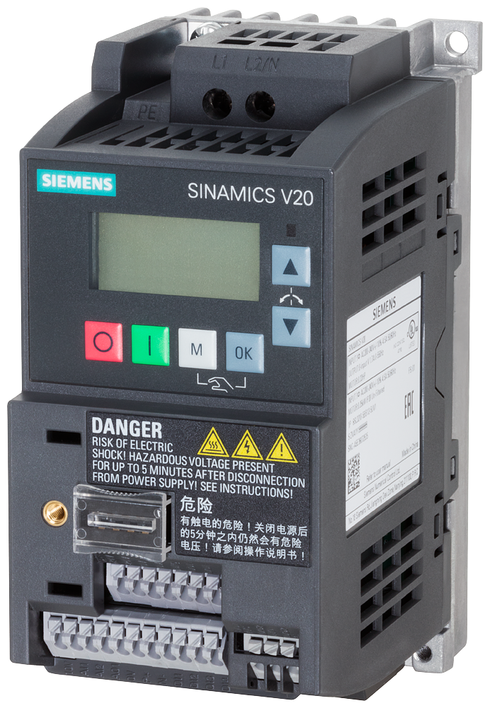 6SL3210-5BB13-7UV1 SINAMICS V20 200-240V 1AC -10/+10% 47-63Hz rated power