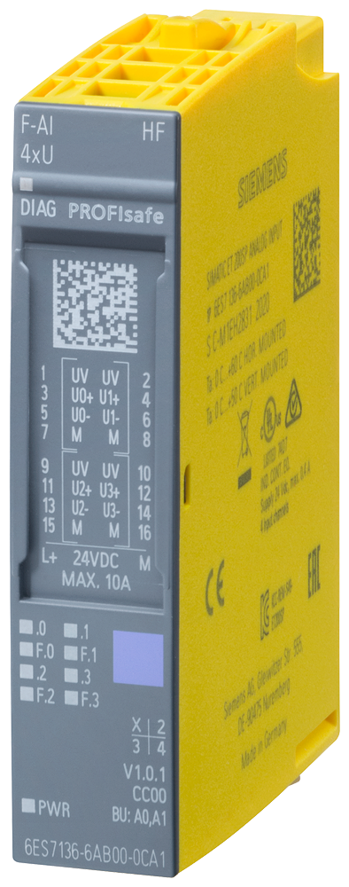 6ES7136-6AB00-0CA1 SIMATIC DP, electronics module ET 200SP, F-AI 4xU 0..10V