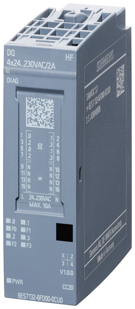 6ES7132-6FD00-0CU0 SIMATIC ET 200SP, digital output module DQ 4x 24..230V