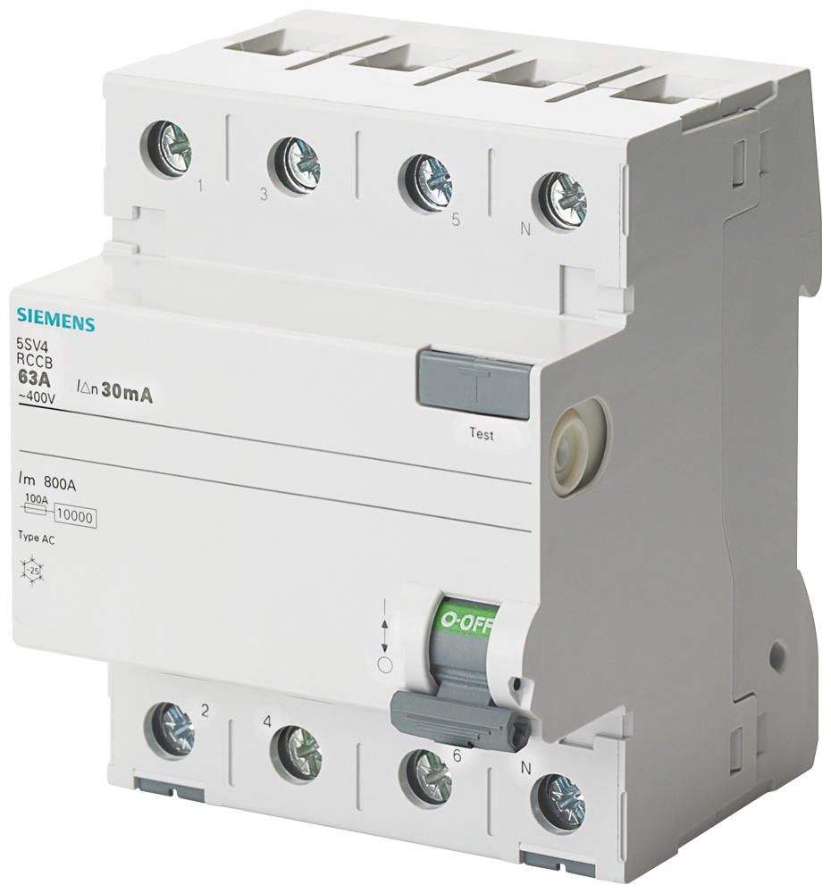 5SV4344-0 Residual current operated circuit breaker, 4-pole,