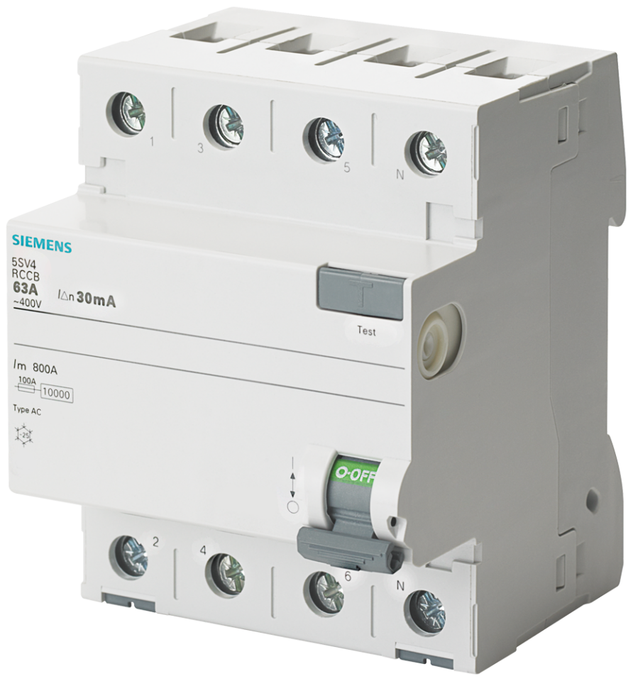 5SV4344-0 Residual current operated circuit breaker, 4-pole,