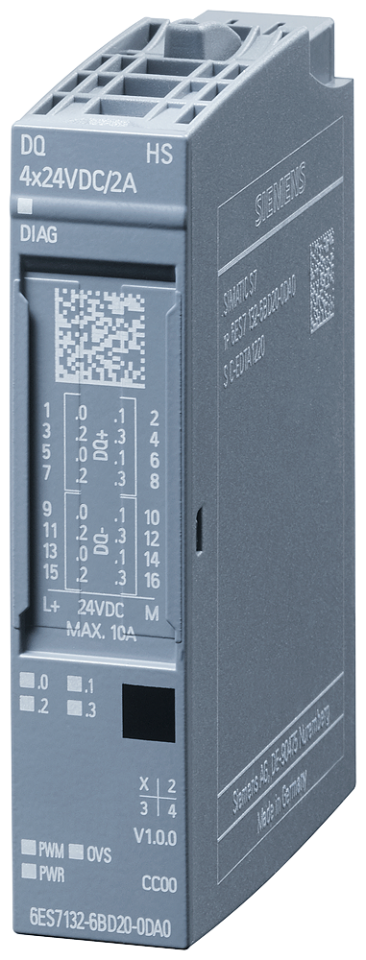 6ES7132-6BD20-0DA0 SIMATIC ET 200SP, digital output module, DQ 4x 24 V