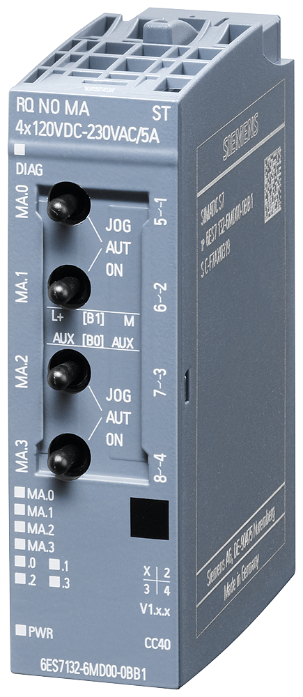 6ES7132-6MD00-0BB1 SIMATIC ET 200SP, relay module normally open, RQ NO-MA4x120VDC..230VAC/5A