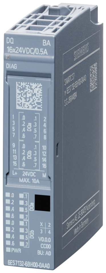 6ES7132-6BH00-0AA0 SIMATIC ET 200SP, digital output module, DQ 16x 24VDC/0.5A