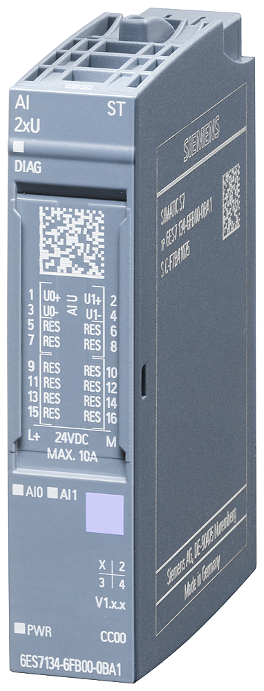 6ES7134-6FB00-0BA1 SIMATIC ET 200SP, Analog input module, AI 2xU Standard