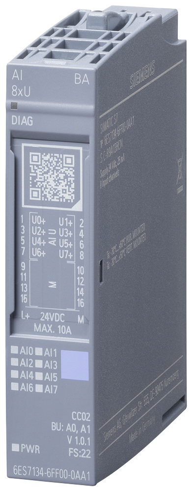 6ES7134-6FF00-0AA1 SIMATIC ET 200SP, Analog input module, AI 8XU Basic,