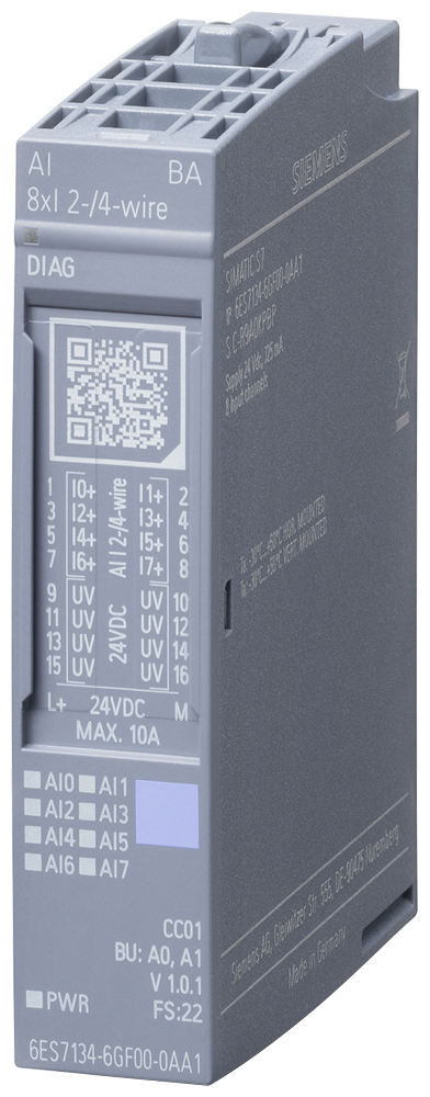 6ES7134-6GF00-0AA1 SIMATIC ET 200SP, Analog input module, AI 8XI 2-/4-wire