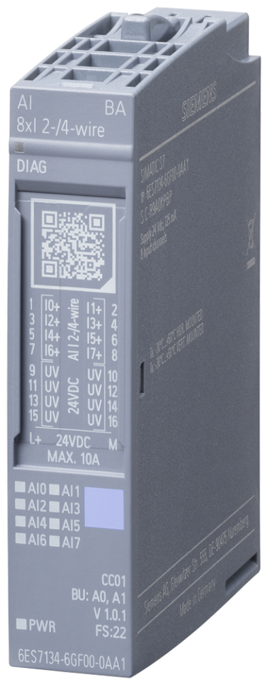 6ES7134-6GF00-0AA1 SIMATIC ET 200SP, Analog input module, AI 8XI 2-/4-wire