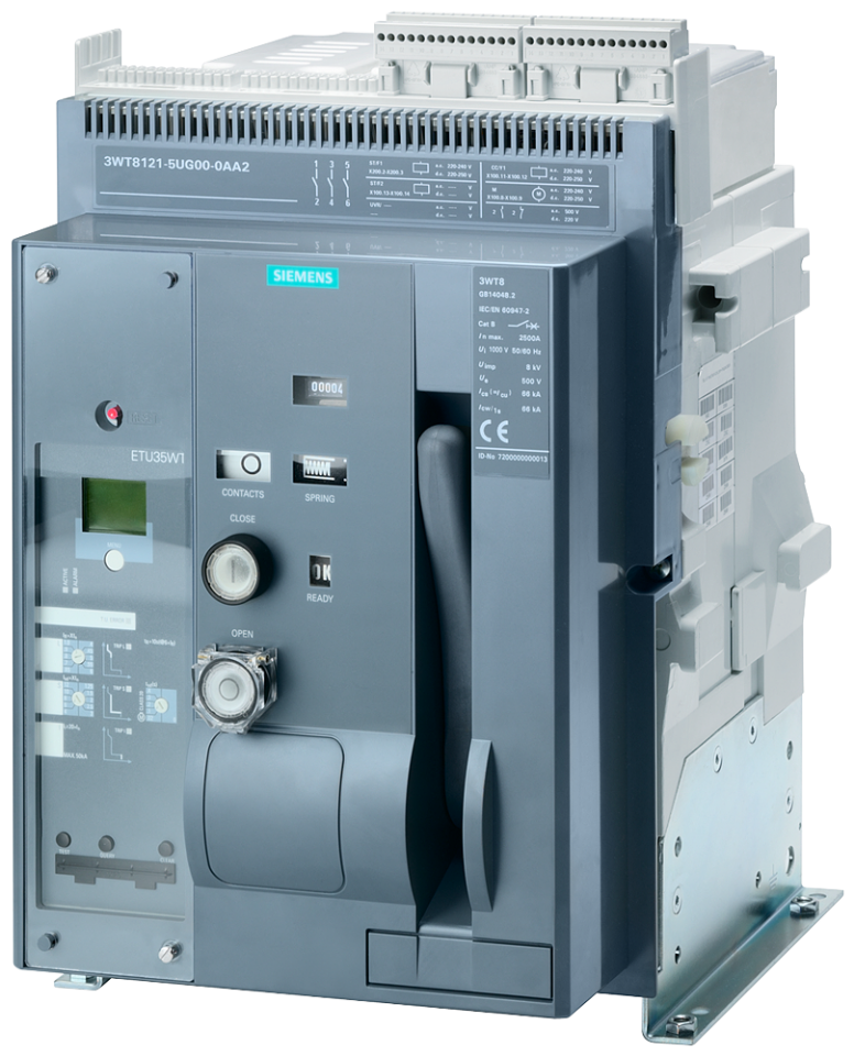 3wt8120-5aa00-0aa2 fixed-mounted circuit breaker 3-pole, size 1 In=1250A