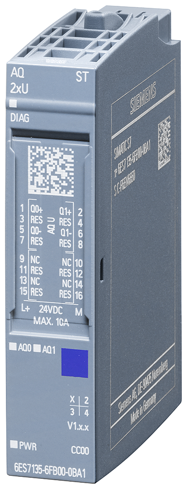6ES7135-6FB00-0BA1 SIMATIC ET 200SP, Analog output module, AQ 2xU Standard,