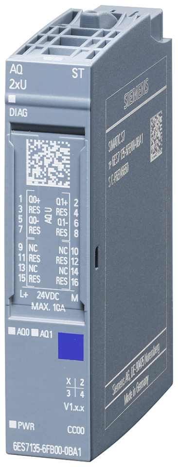 6ES7135-6FB00-0BA1 SIMATIC ET 200SP, Analog output module, AQ 2xU Standard,