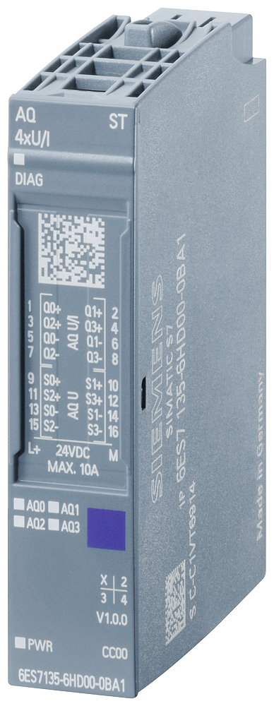 6ES7135-6HD00-0BA1 SIMATIC ET 200SP, Analog output module, AQ 4XU/I Standard,
