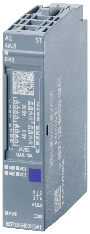 6ES7135-6HD00-0BA1 SIMATIC ET 200SP, Analog output module, AQ 4XU/I Standard,