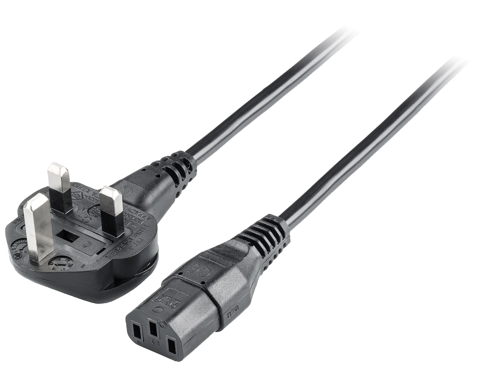 6ES7900-0BA00-0XA0 AC IEC cable, United Kingdom, 90Â° male BS 1363 to